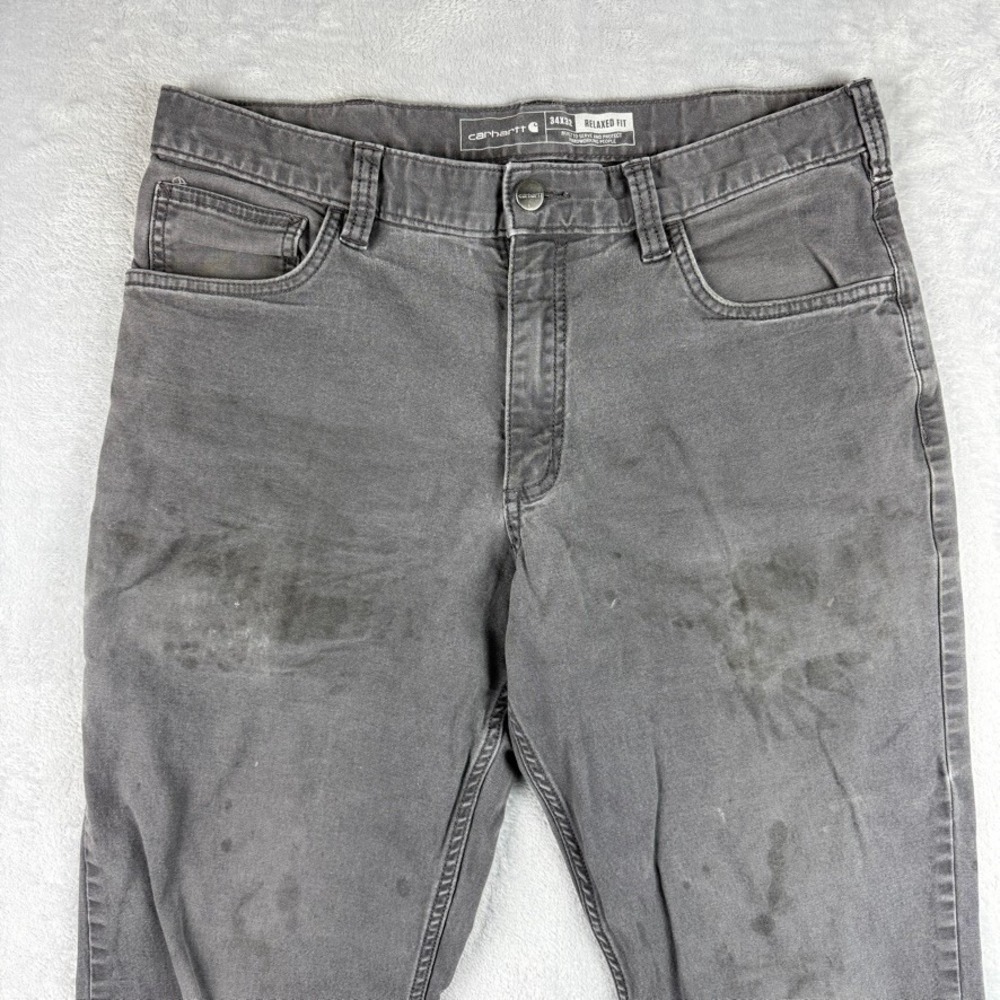 Carhartt Pants Mens 34x32 Rugged Flex Relaxed Fit Canvas Distressed Trashed